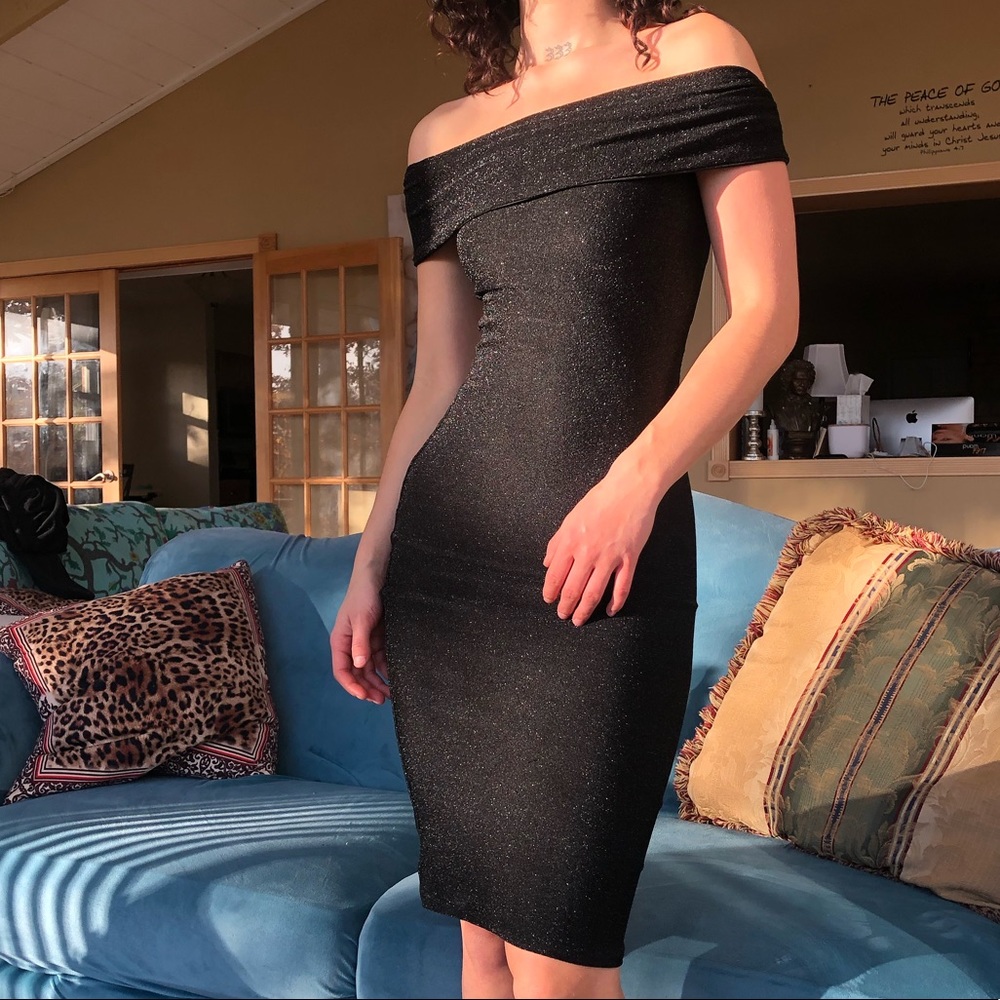 Sparkly off the shoulder bodycon dress